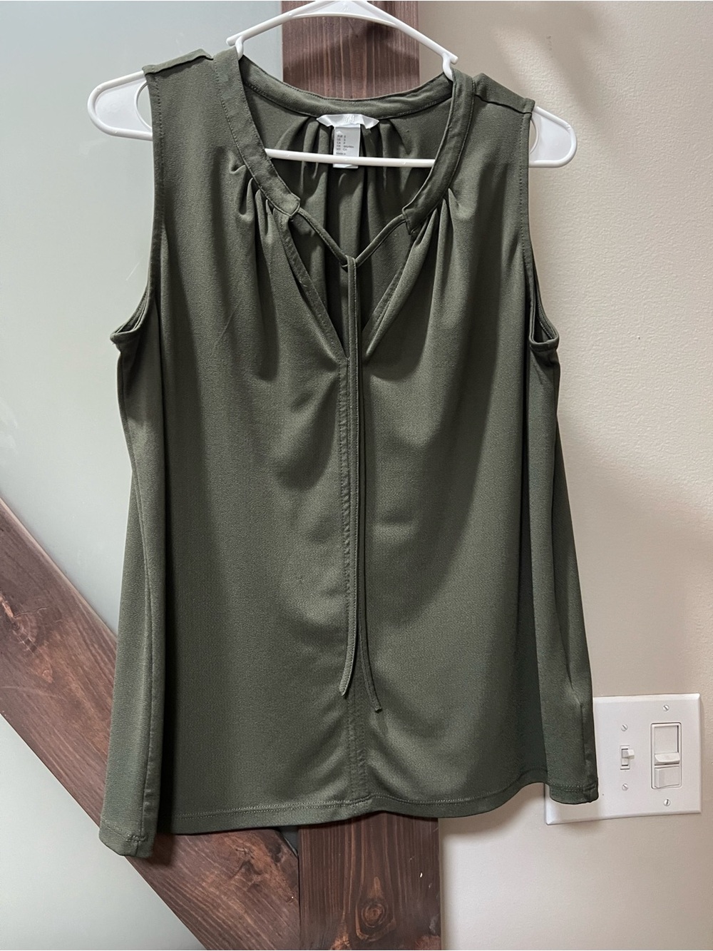 Sleeveless Olive Green Tie-Front Tank Top